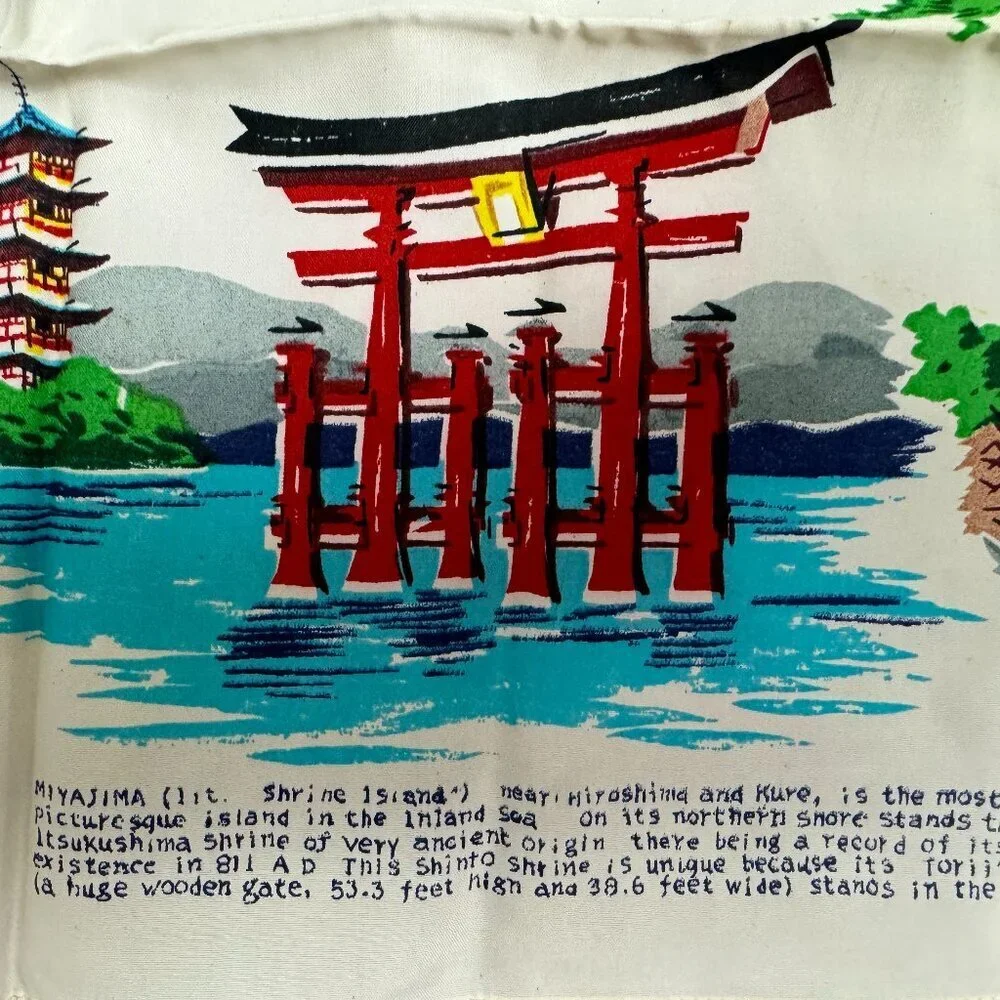 Vintage Memory Japan & Korea Landmarks Map Tapestry 28.5